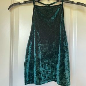 Green velvet crop top